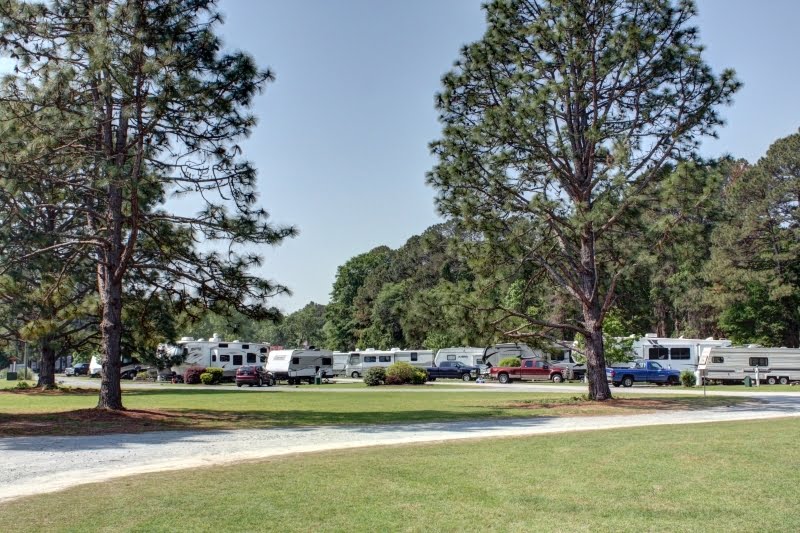 RVs and other vehicles at Fayetteville RV Resort